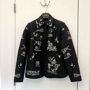 sick padded embroidered silk smoking jacket